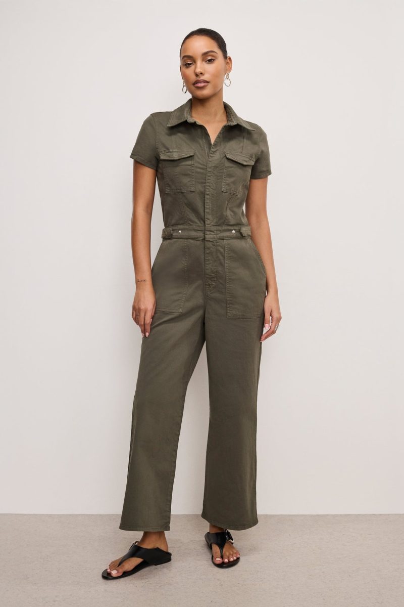 FIT FOR SUCCESS TWILL PALAZZO CROPPED JUMPSUIT