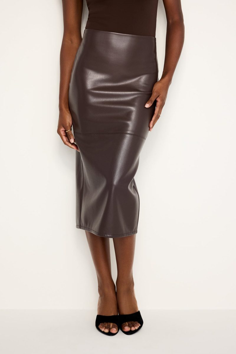 FAUX LEATHER MIDI SKIRT