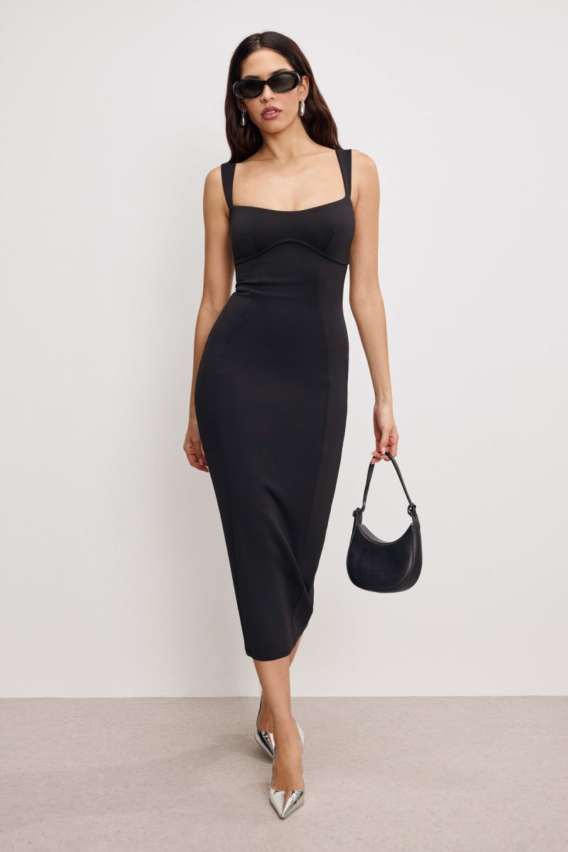 SCULPTING SWEETHEART MIDI DRESS