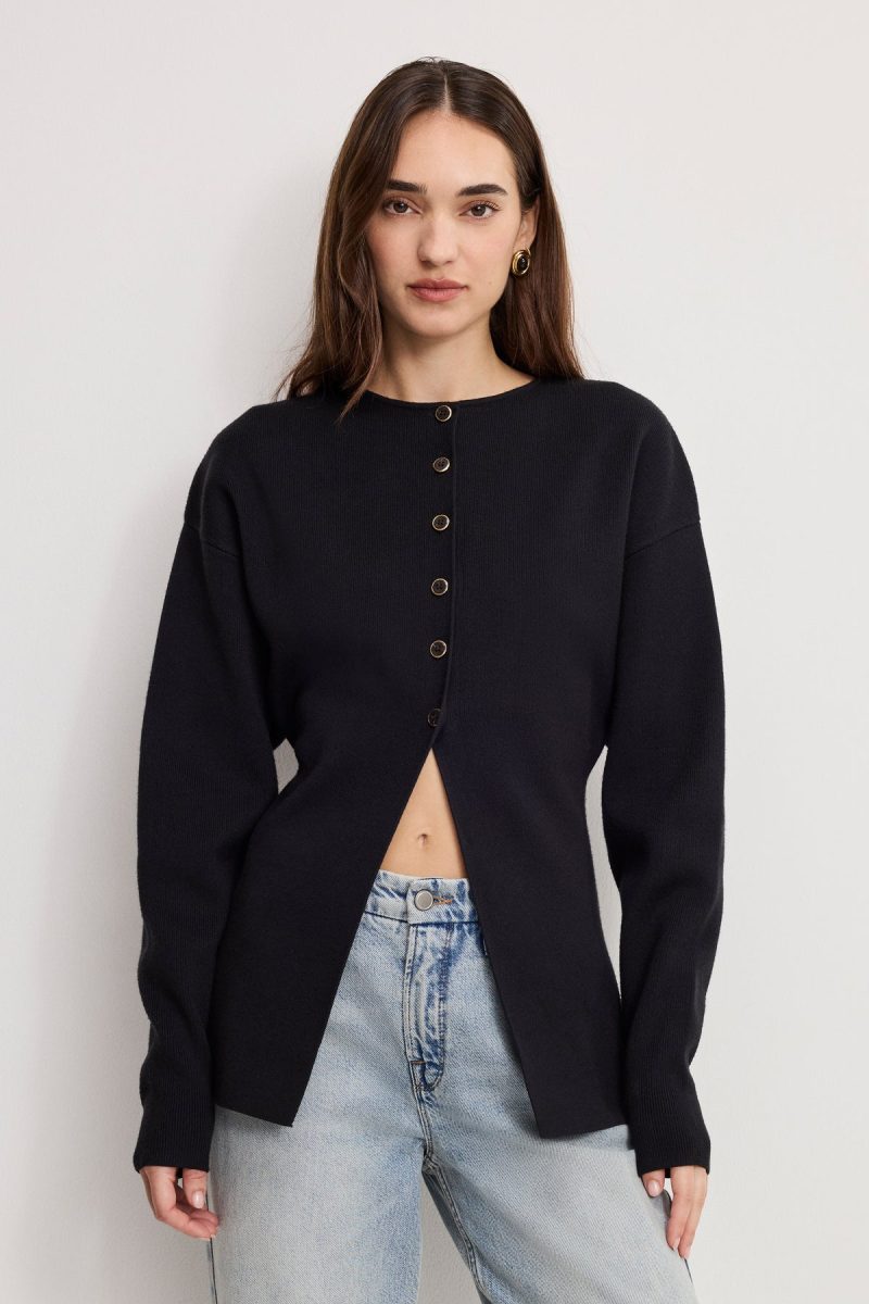 EXAGGERATED SLEEVE CARDIGAN SWEATER