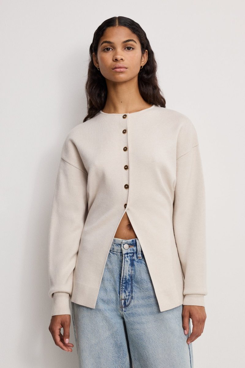 EXAGGERATED SLEEVE CARDIGAN SWEATER