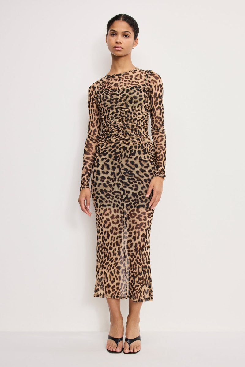 MESH RUCHED MAXI DRESS