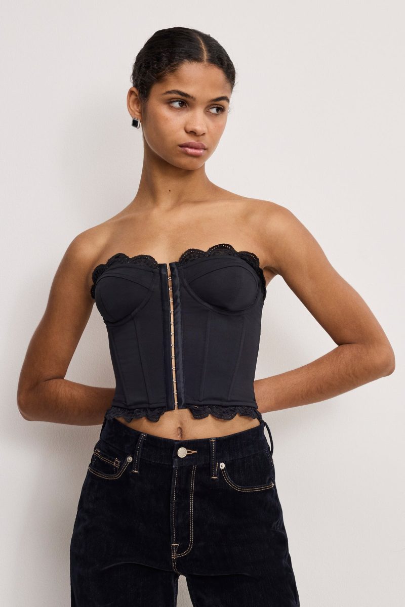 MATTE JERSEY LACE TRIM  BUSTIER