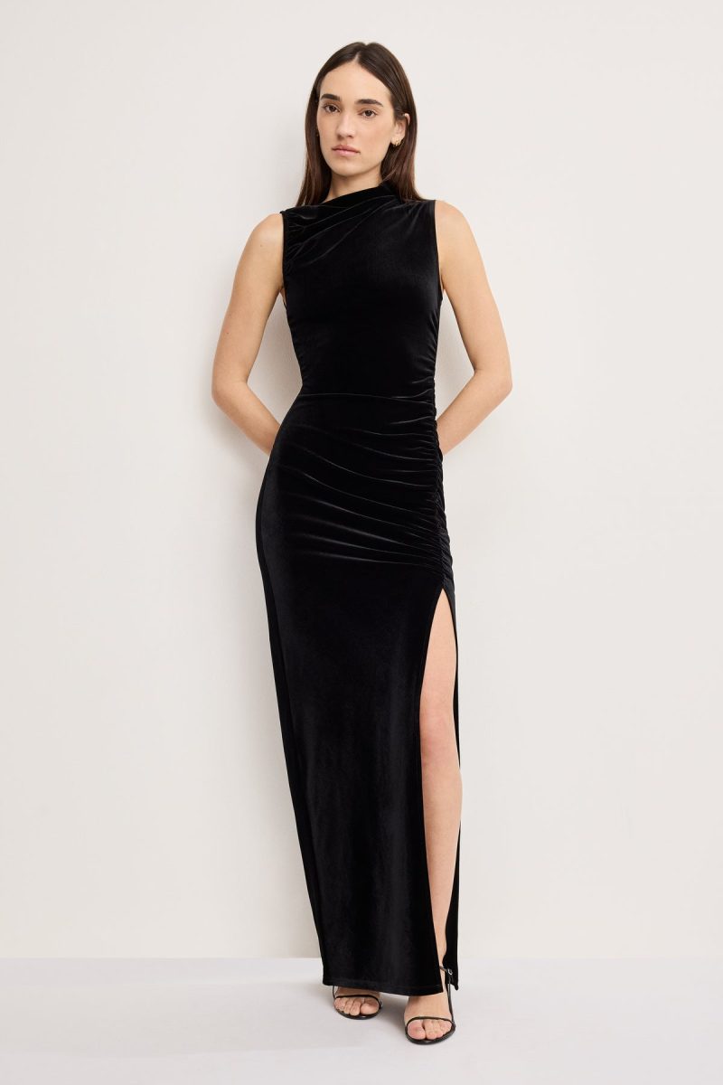 VELVET HIGH NECK MAXI DRESS