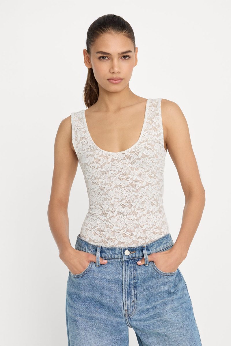 STRETCH LACE SCOOP TANK BODYSUIT