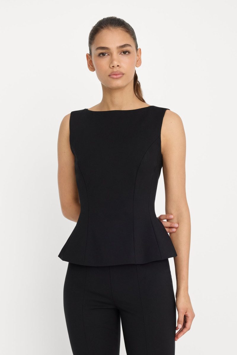 SOFT STRETCH PONTE STRAIGHT NECK TOP