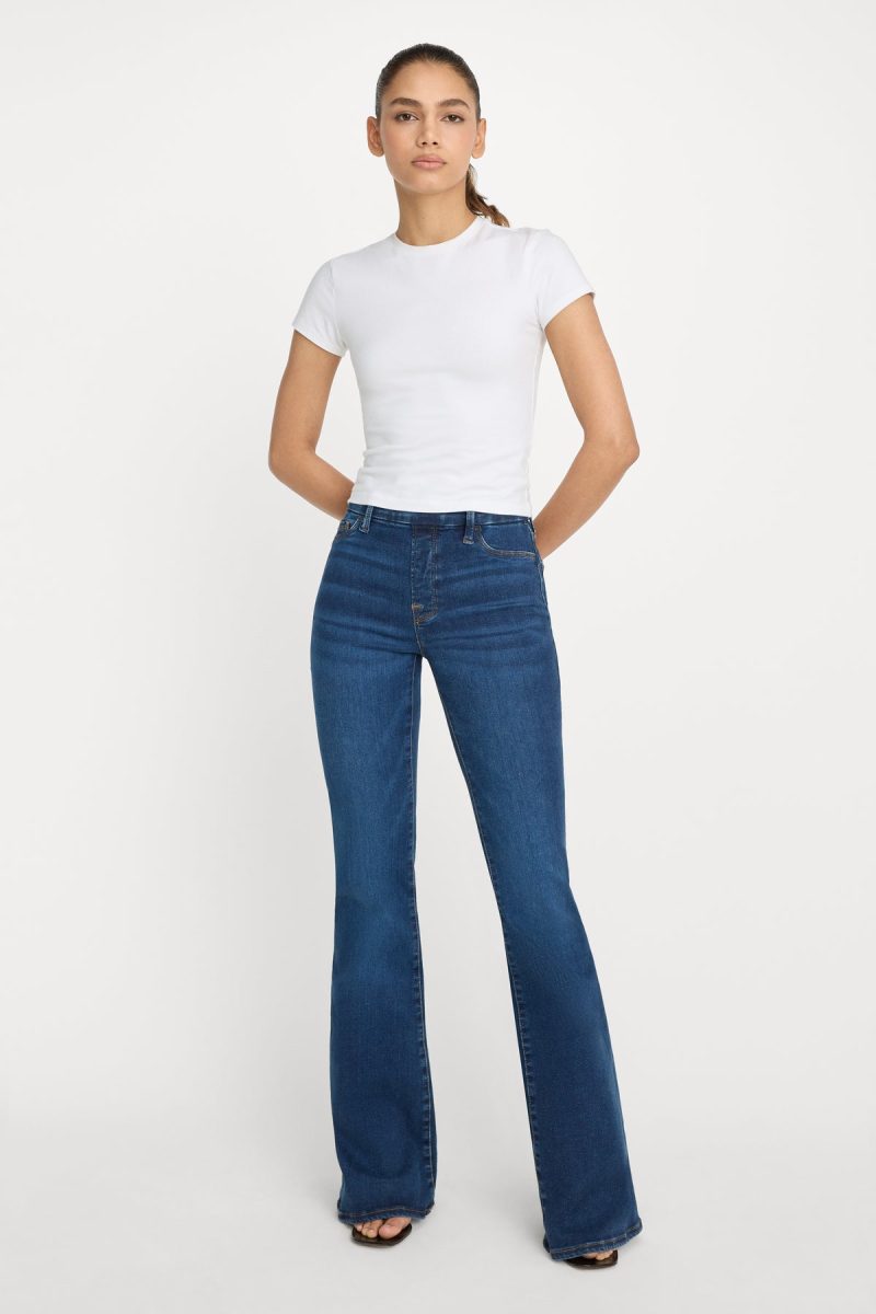 POWER STRETCH PULL-ON FLARE JEANS