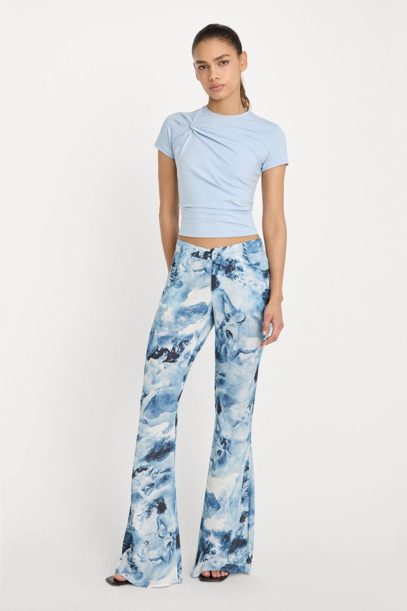 V WAIST CHIFFON FLARE PANTS