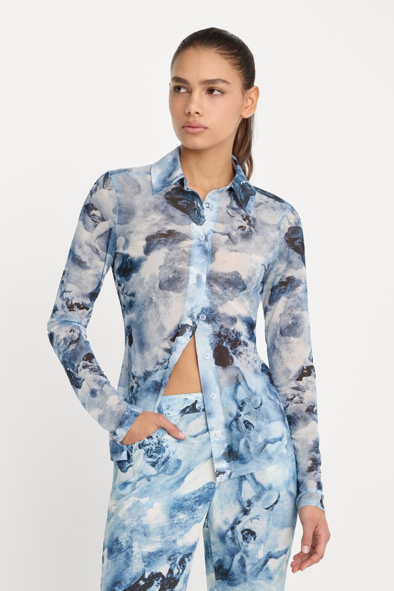 MESH BUTTON UP TOP