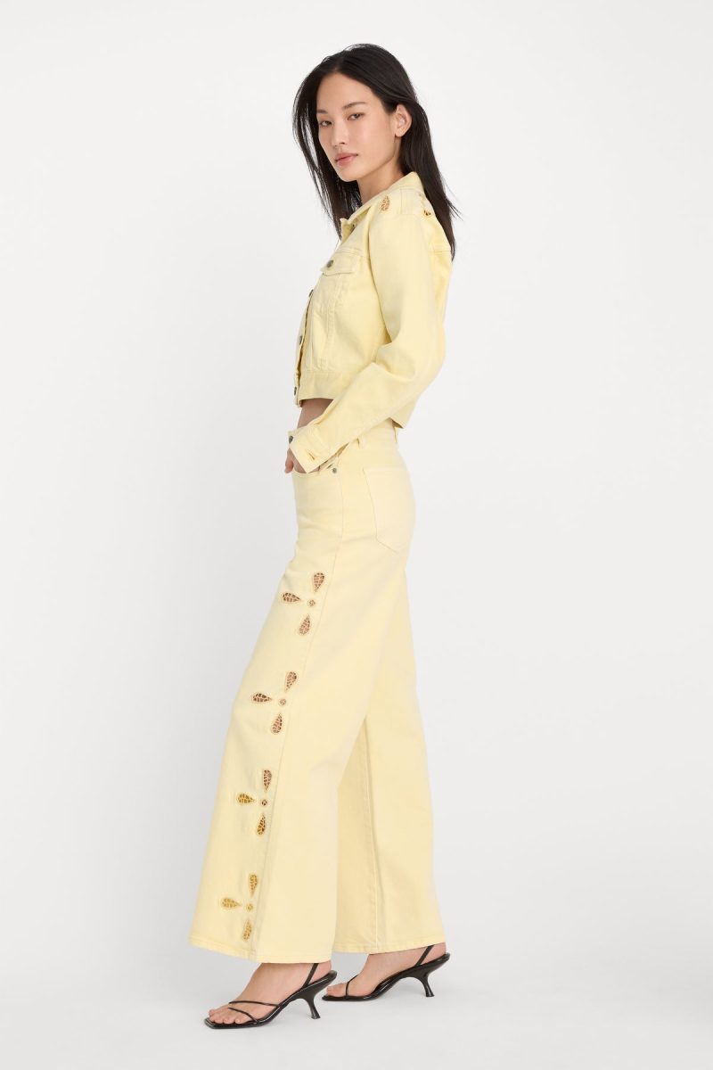 GOOD WAIST PALAZZO ANKLE EMBROIDERED JEANS