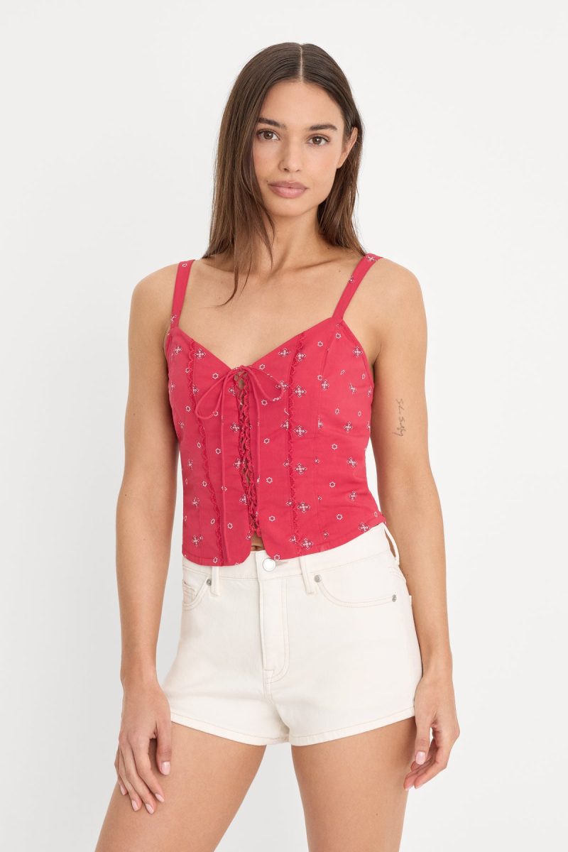 DOLLY LACE UP POPLIN TANK
