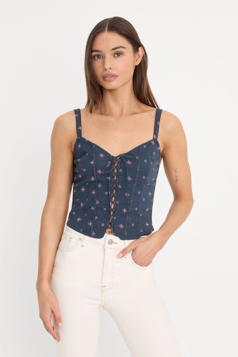 DOLLY LACE UP POPLIN TANK