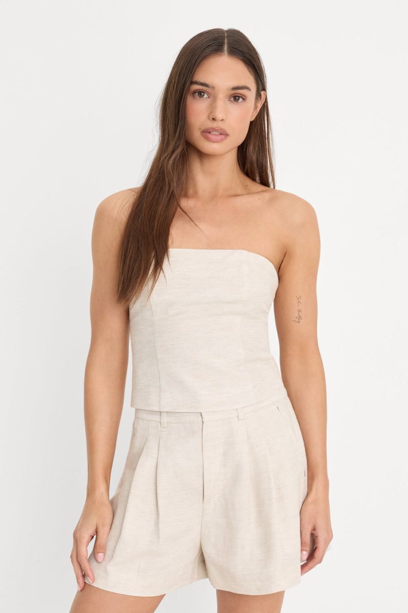 LINEN STRAPLESS TOP