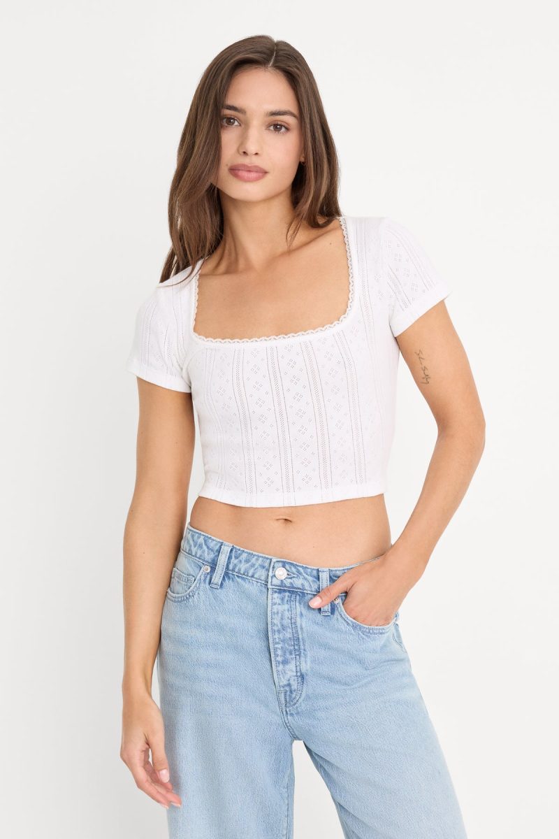 THE POINTELLE SQUARE NECK TOP