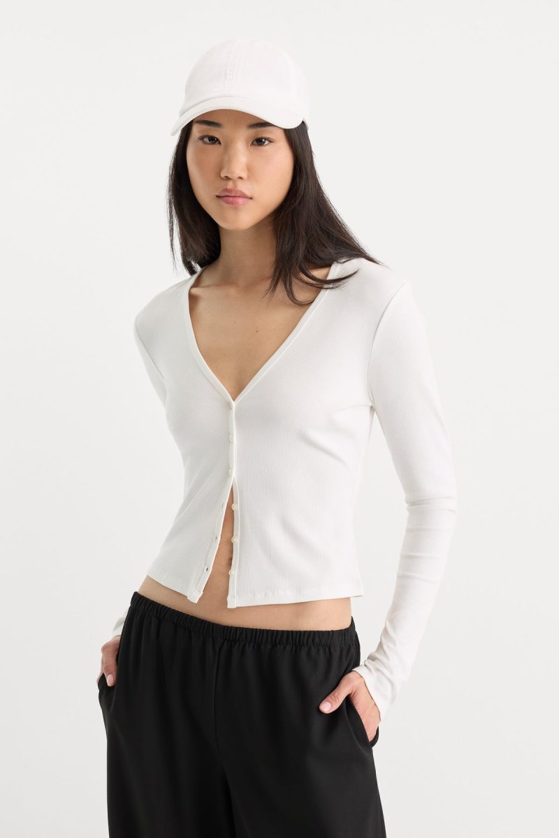 THE RIB V NECK CARDIGAN