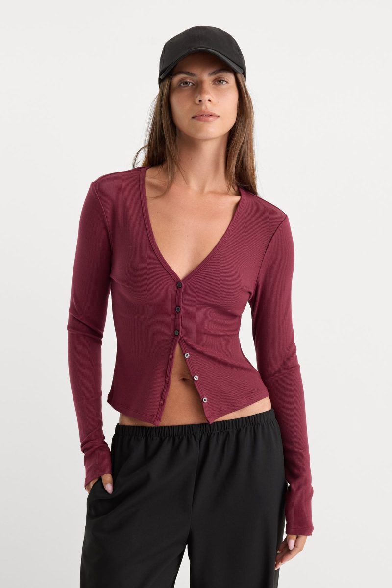 THE RIB V NECK CARDIGAN