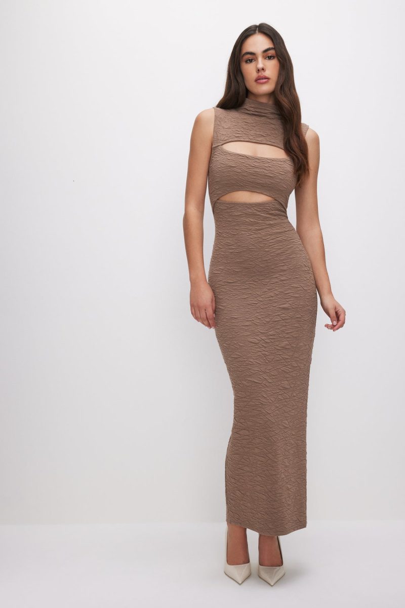 SCRUNCHIE PEEK-A-BOO MAXI DRESS