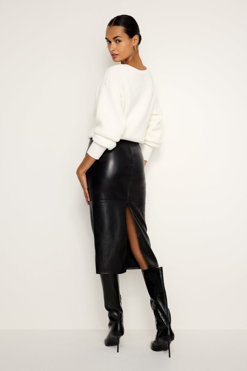 FAUX LEATHER MIDI SKIRT