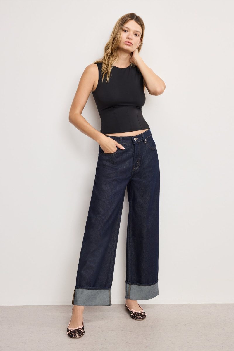 GOOD LOW RISE BAGGY CUFFED JEANS